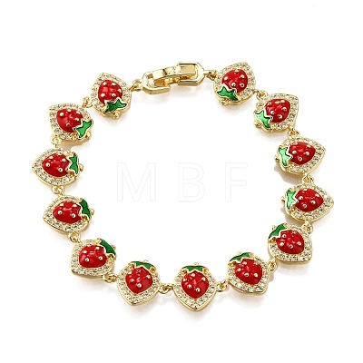 Brass Micro Pave Cubic Zirconia Link Bracelets BJEW-K278-02G-02-1