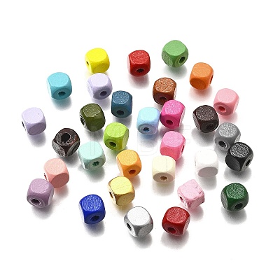 Spray Painted Wooden Beads WOOD-P021-01B-M-1