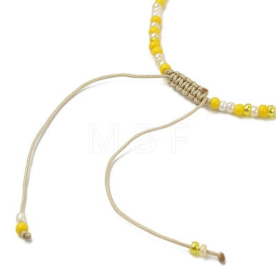 Natural Mixed Gemstone & Seed Braided Bead Bracelet BJEW-JB09613-1