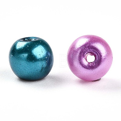 Baking Painted Pearlized Glass Pearl Beads HY-Q003-4mm-M01-1