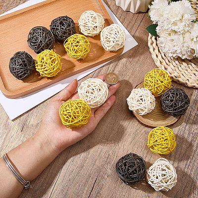 15Pcs 3 Colors Wicker Rattan Balls AJEW-SC0004-25B-1