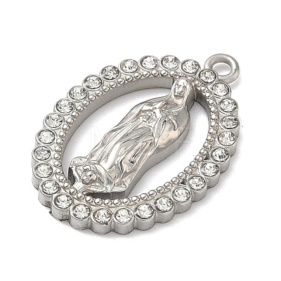 304 Stainless Steel & Rhinestone Pendants STAS-G371-09B-01P-1