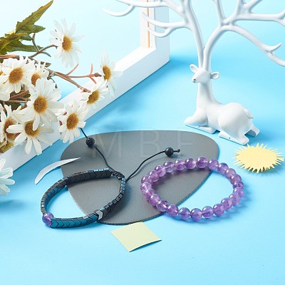 Reiki Crystal Natural Amethyst Beads Stretch Bracelets Set for Girl Women BJEW-JB06805-01-1