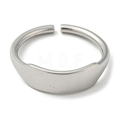 304 Stainless Steel Blank Rectangle Open Cuff Rings for Women RJEW-D022-02P-1