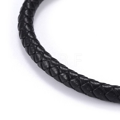 Man's Braided Leather Cord Bracelets BJEW-JB04255-01-1
