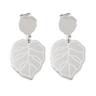 Leaf 304 Stainless Steel Dangle Earrings EJEW-L283-105P-1