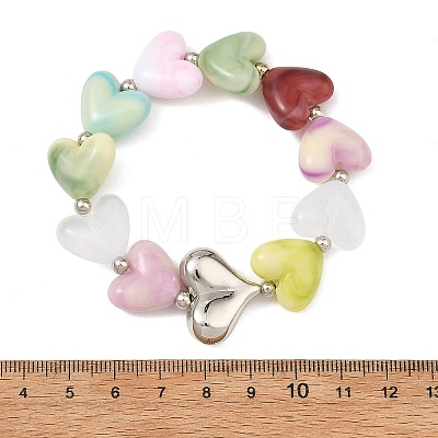 Acrylic Heart Beaded Stretch Bracelets for Kid BJEW-JB14277-1