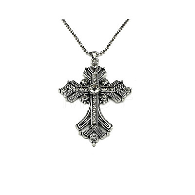 Cross Rhinestone Pendant Necklaces FK0815-10-1