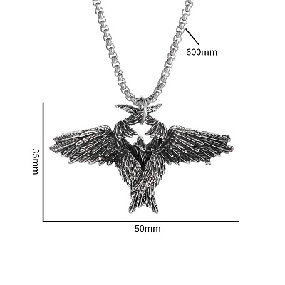 Vintage Alloy Wing Pendant Necklaces for Unisex WG46438-01-1
