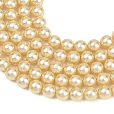 Frosted Glass Pearl Beads Strands GLAA-A044-08A-03-1