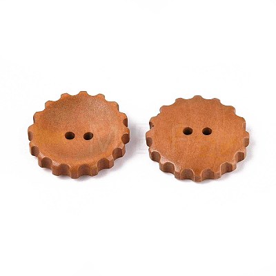 Spray Painted Natural Wood Buttons WOOD-T032-34C-1