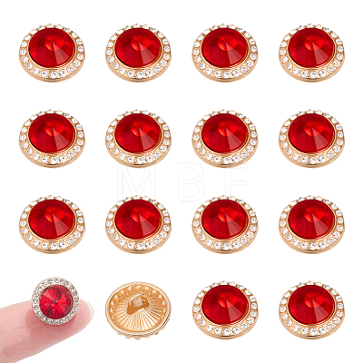 20Pcs 1-Hole Flat Round Zinc Alloy Rhinestones Buttons ALRI-NB0001-20A-1