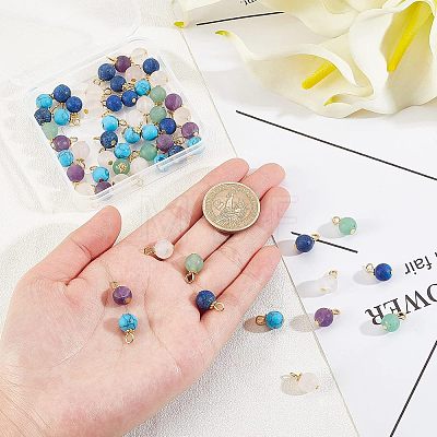 60Pcs Frosted Natural & Synthetic Gemstone Charms FIND-FH0004-55-1