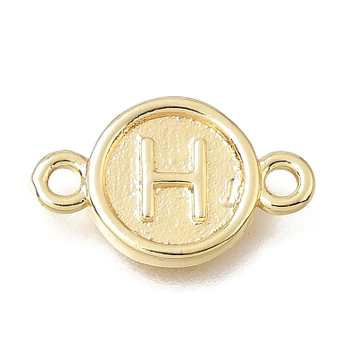 Brass Disc with Initial Links Connector Charms KK-E802-36G-H-1
