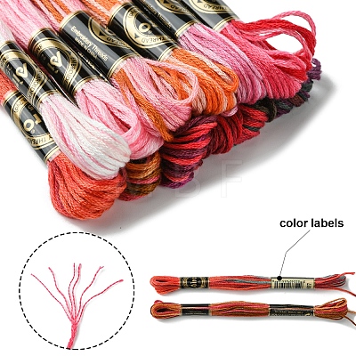 12 Skeins 12 Colors 6-Ply Polyester Embroidery Floss OCOR-FS0001-01A-02-1