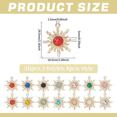 56Pcs 14 Colors Zinc Alloy Pendants FIND-ME0003-58-1