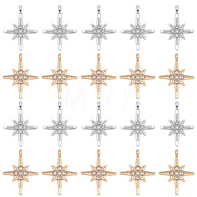 32Pcs 2 Colors Alloy with Rhinestone Pendants FIND-SC0023-34-1