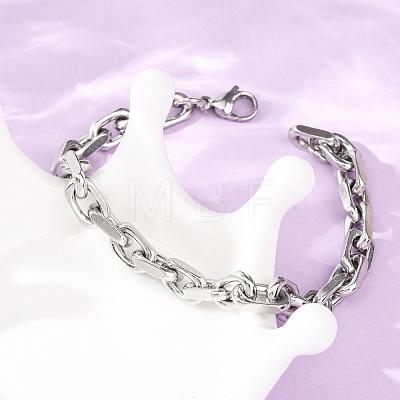 304 Stainless Steel Cable Chain Bracelets for Women Men LS-BJEW-F529-04P-1