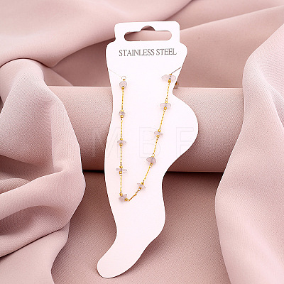 Dyed Natural Quartz Chip with 304 Stainless Steel Chain Anklets WGD014F-04-1