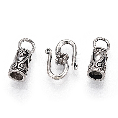 Tibetan Style Alloy Hook and S-Hook Clasps X-TIBEP-S300-21AS-RS-1
