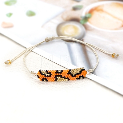Friendship Leopard Print Loom Pattern Miyuki Seed Beads Bracelets for Women BJEW-C011-42A-1