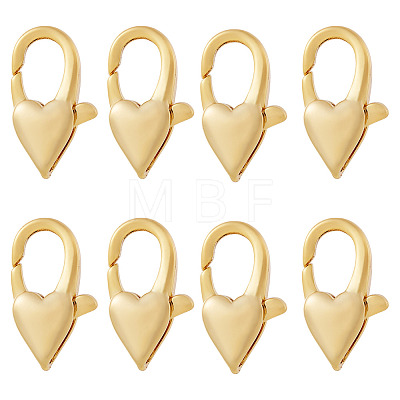 8Pcs Brass Heart Lobster Claw Clasps KK-TA0002-71-1
