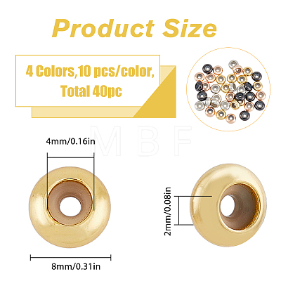 CHGCRAFT 40Pcs 4 Colors Brass Beads KK-FH0006-49A-1