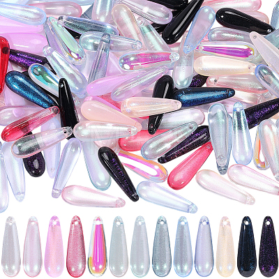 130Pcs 13 Colors Baking Paint Transparent Glass Pendants FIND-SC0023-46B-1