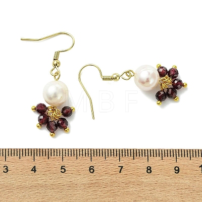 Natural Mixed Stone & Natural Cultured Freshwater Pearl Beads Dangle Earrings EJEW-JE06984-1