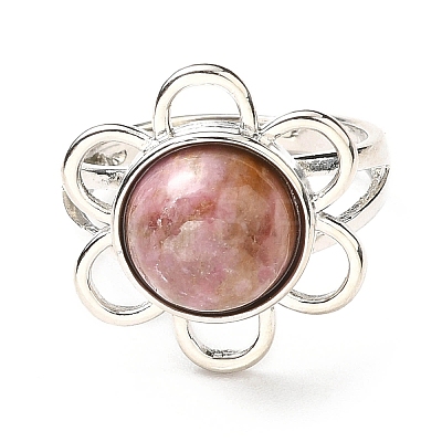 Natural Rhodochrosite Adjustable Rings RJEW-P043-01P-24-1