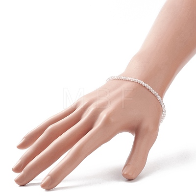 Natural Rose Quartz Cube Beaded Stretch Bracelet for Women BJEW-JB08975-03-1