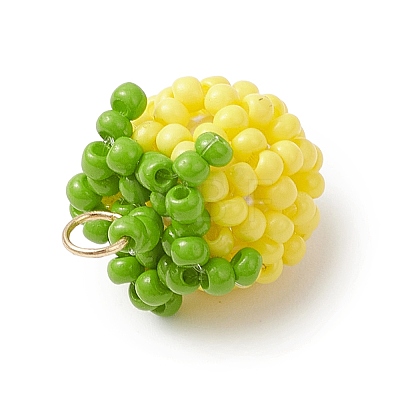 Glass Seed Beaded Tomato Pendants PALLOY-MZ01081-03-1