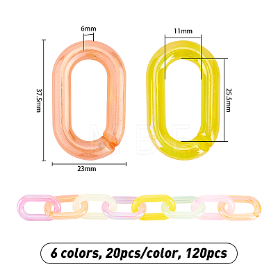  120 Pcs 6 Colors Transparent Acrylic Linking Rings TACR-OC0001-05-1