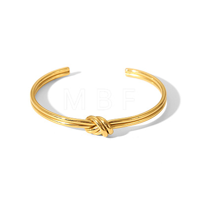 Geometric C-Shaped Double Layer Adjustable 304 Stainless Steel Twisted Knot Cuff Bangles for Women FB2963-1