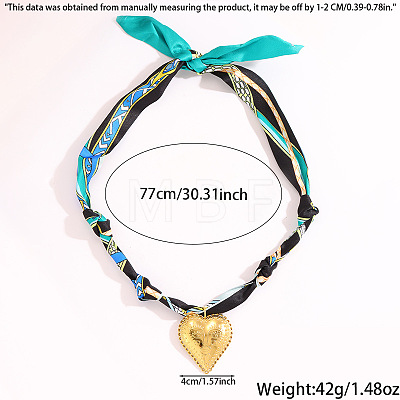304 Stainless Steel Embossed Human Face Heart Pendant Scarf Necklaces for Women WGB9B2C-01-1