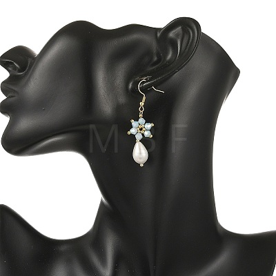 Anti-Tarnish Electroplate Bicone Glass Pearl Teardrop Beads Dangle Earrings EJEW-MZ00765-01-1