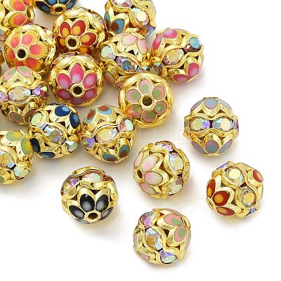 Brass Enamel Beads KK-Q080-01C-1