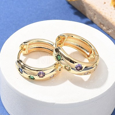 Brass Micro Pave Cubic Zirconia Hoop Earrings EJEW-H152-01A-G-1