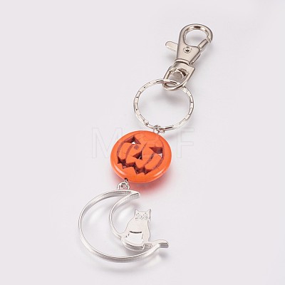 Halloween Theme Alloy Kitten Keychain KEYC-JKC00154-05-1