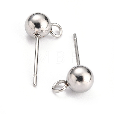 Non-Tarnish 304 Stainless Steel Ball Post Stud Earring Findings X-STAS-Z035-02P-E-1