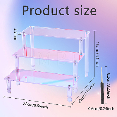 3-Layer Rectangle Acrylic Minifigures Organizer Display Risers ODIS-WH0038-56-1