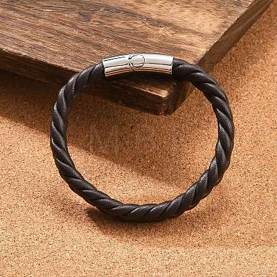 Braided Microfiber Leather Cord Bracelets for Men BJEW-Z081-13P-01-1