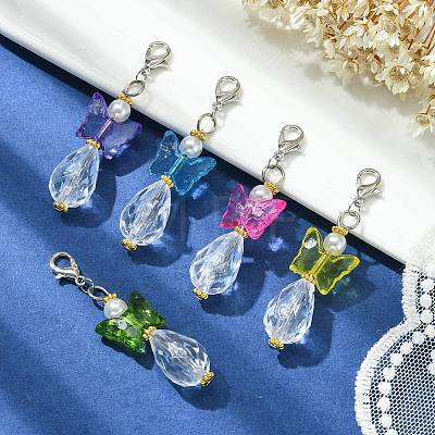 Butterfly Transparent Acrylic Beads Pendants HJEW-JM00574-1
