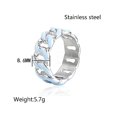 Stainless Steel Enamel Curb Chains Finger Rings WJ4756-6-1