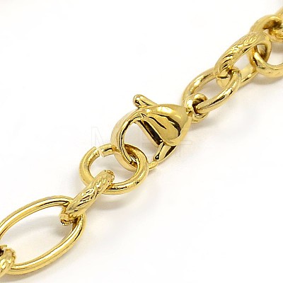 Fashionable 304 Stainless Steel Figaro Cable Chain Bracelets STAS-A028-B094-1