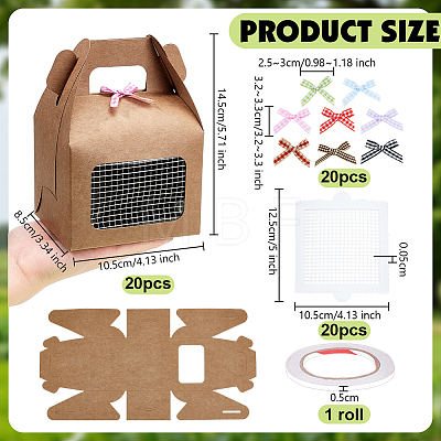 20Pcs Rectangle Kraft Paper Desserts Packing Tote Boxes CON-OC0001-84-1