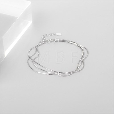 925 Sterling Sliver Snake Chain Multi-strand Bracelet for Teen Girl Women BJEW-BB43397-A-1