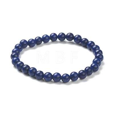 Natural Lapis Lazuli Beaded Stretch Bracelets BJEW-D446-B-41-1