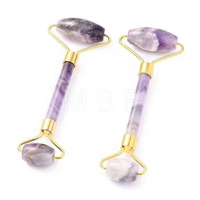 Natural Amethyst Brass Face Massager MRMJ-G009-47G-1