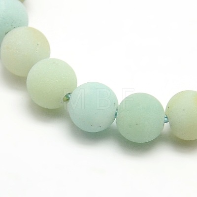 Frosted Natural Flower Amazonite Round Bead Strands G-M064-4mm-07-1